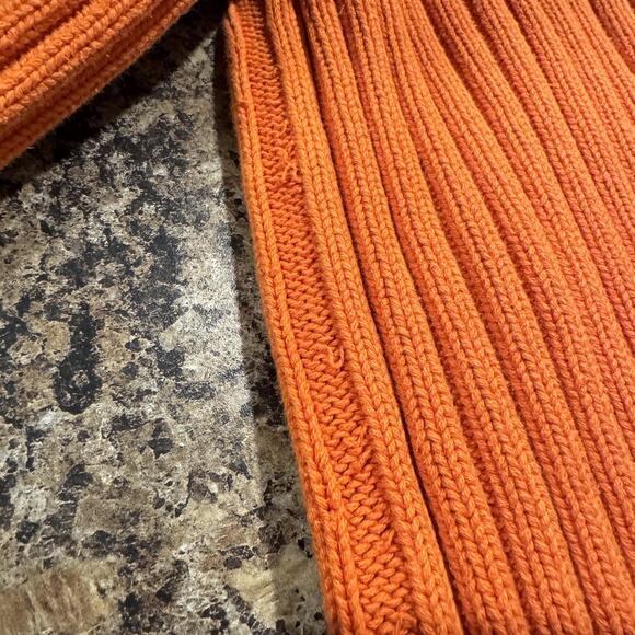 Vintage Guess Sweater Cable Knit Ribbed Chunky Crewneck Preppy Fall Orange Large - Picture 5 of 8